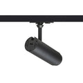 FOCUS 12 LED-valaisin mustana 1-vaihekiskossa, näyttäen valaisimen pyöreän muodon ja kiinnityksen.