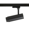 Musta FOCUS 12 LED-spotti valkoisessa 3-vaihekiskossa, säädettävä valon kulma.