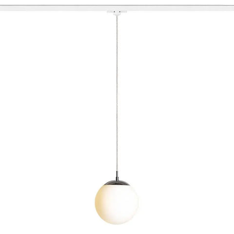 LUNA 20 3-vaihekiskoon sopiva valaisin, opaalilasilla ja läpinäkyvällä kaapelilla, retrohenkinen design.

