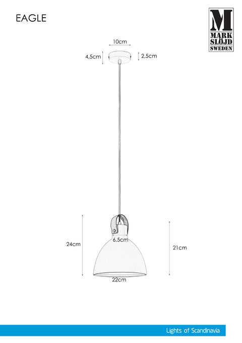 Markslöjd EAGLE – riippuvalaisin, musta, 22 cm – valmistajan mittapiirros
