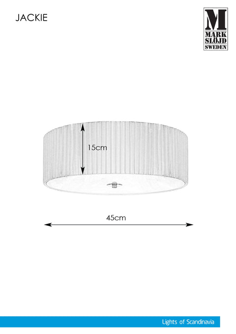 Markslöjd JACKIE – 3-valoinen plafondi, 45 cm, valkoinen – valmistajan mittapiirros