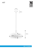 Markslöjd MIST – riippuvalaisin, valkoinen – valmistajan mittapiirros