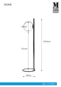 Markslöjd DIONE – lattiavalaisin, antiikkimessinki/savunharmaa, leveys 33,0 cm – valmistajan mittapiirros