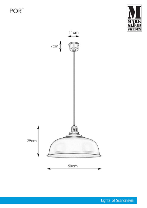 Markslöjd PORT – riippuvalaisin, musta, leveys 50 cm – valmistajan mittapiirros