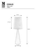 Markslöjd CONUS – pöytävalaisin, satiininikkeli/luonnonvalkoinen, 64 cm – valmistajan mittapiirros