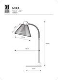Markslöjd MIRA – pöytävalaisin, musta/valkoinen, 59 cm – valmistajan mittapiirros