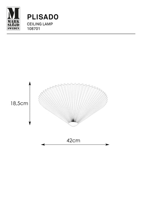 Markslöjd PLISADO – 3-valoinen plafondi, valkoinen, 42 cm – valmistajan mittapiirros