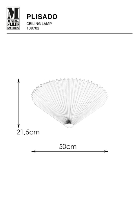Markslöjd PLISADO – 3-valoinen plafondi, valkoinen, 50 cm – valmistajan mittapiirros