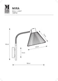 Markslöjd MIRA – seinävalaisin, musta/valkoinen, leveys 22,0 cm – valmistajan mittapiirros