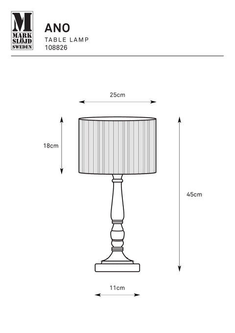 Markslöjd ANO – pöytävalaisin, beige/ruskea, 45 cm – valmistajan mittapiirros