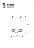 Markslöjd DIRETTO – LED-alasvalo, 3-portainen himmennys, valkoinen – valmistajan mittapiirros
