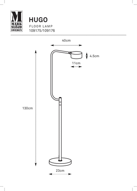 Markslöjd HUGO – LED-lattiavalaisin, beige – valmistajan mittapiirros