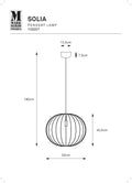 Markslöjd SOLIA – riippuvalaisin, valkoinen, 50 cm – valmistajan mittapiirros
