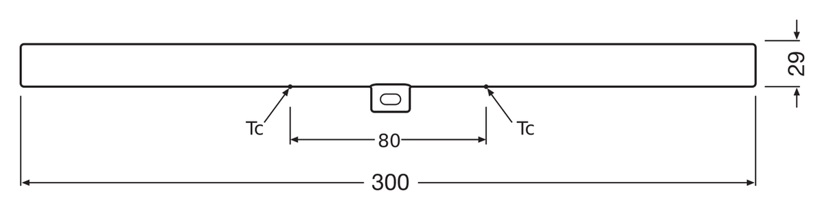 OSRAM LEDINESTRA 1P 30 cm S14d LED-rörlampa – måttskiss (G11860)