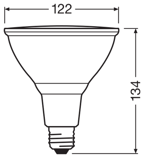 OSRAM PARATHOM PAR38 HIMM E27 LED-reflektorlampa – måttskiss (G12068)