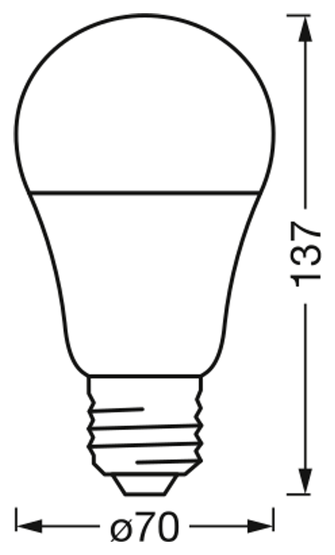 OSRAM PARATHOM Classic A E27 LED-lampa – måttskiss (G12237)