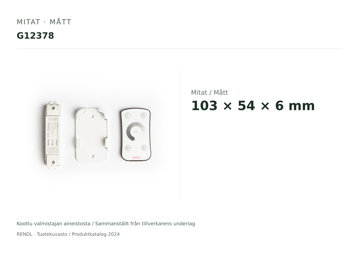 Mitat / Mått – G12378
