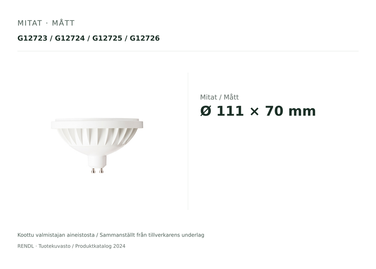 Rendl LED ES111 GU10 12 W 45° vit/grå 3000 K/4000 K (G12723)