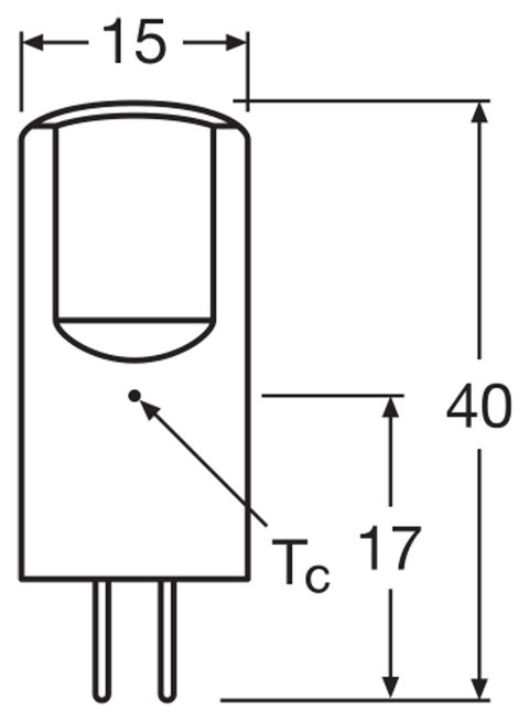 OSRAM PARATHOM G4 12 V LED-stiftsockellampa – måttskiss (G13035)