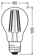 OSRAM PARATHOM RETRO Classic A E27 LED-lampa – måttskiss (G13123)