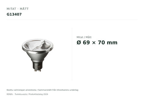Rendl ALFA 69 GU10 LED-lampa, 6 W, 4000 K, 24° (G13407)