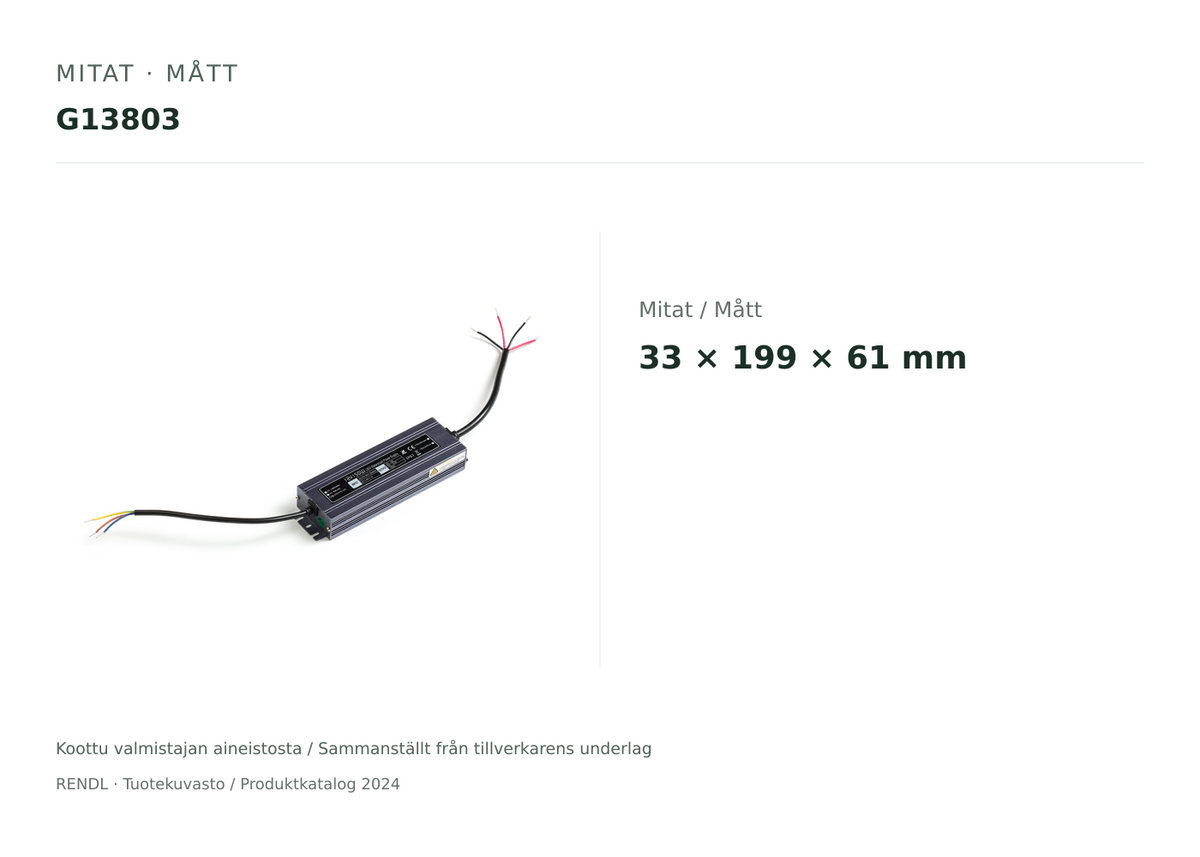 Mitat / Mått – G13803