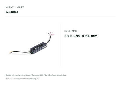 Mitat / Mått – G13803