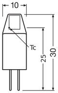 OSRAM PARATHOM G4 12 V LED-stiftsockellampa – måttskiss (G13828)