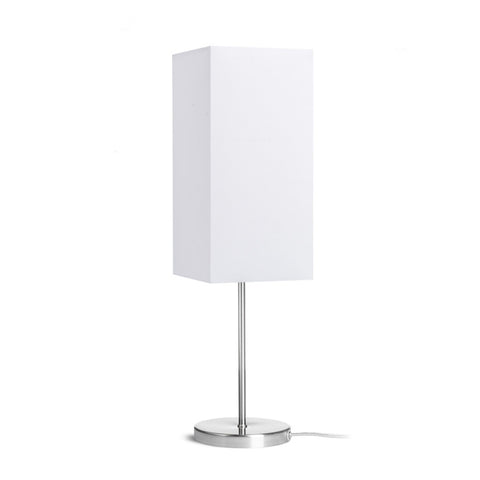 NYC/TEMPO 15/30 pöytävalaisin Polycotton valkoinen/nikkeli 230V LED E27 15W – valmistajan tuotekuva (R14064)