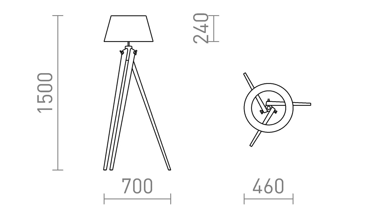 Rendl AMBITUS golvlampsfot – måttskiss