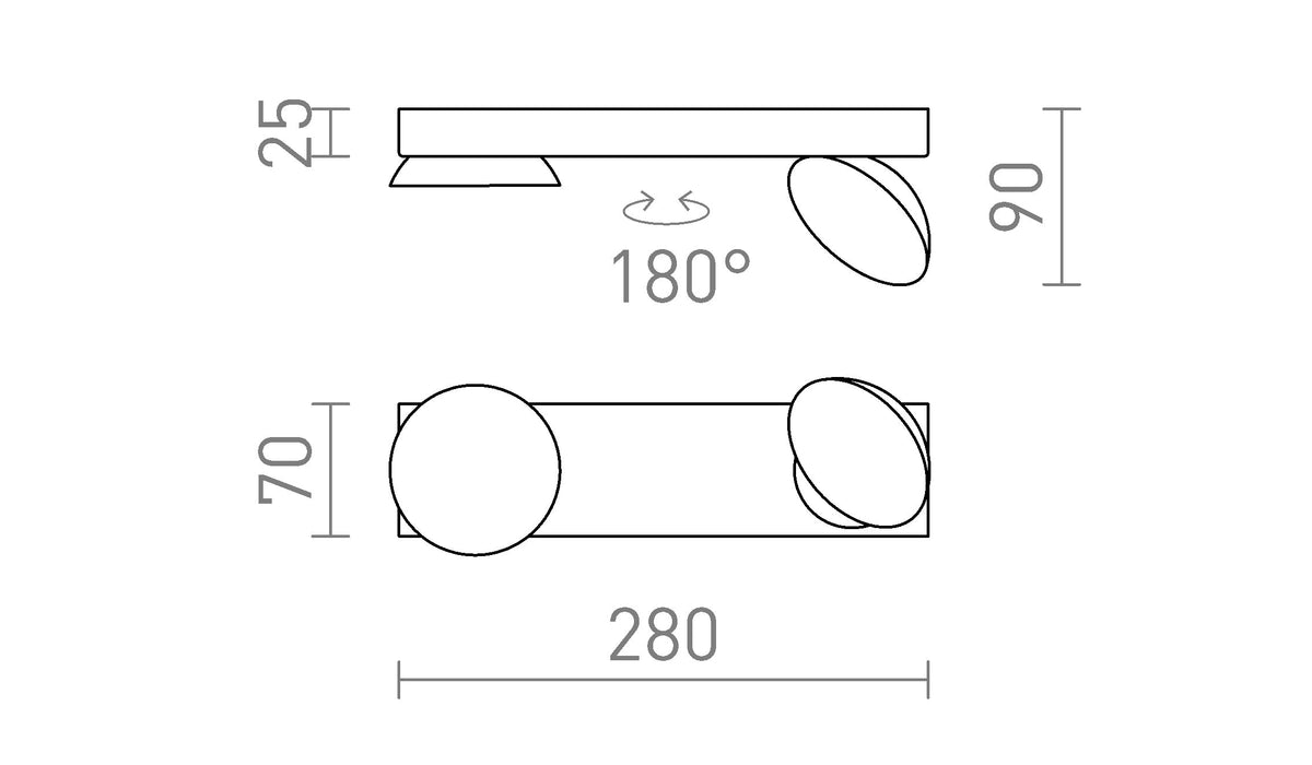 Rendl ELISEO II LED-taklampa – måttskiss
