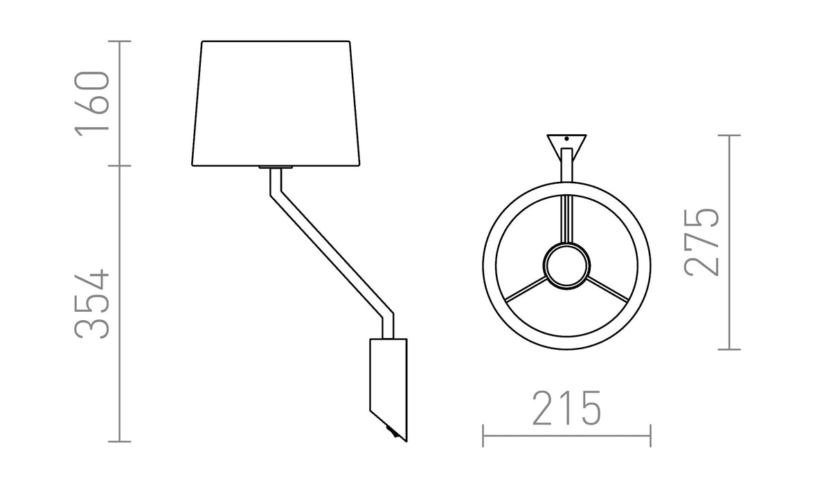 Rendl SHARP vägglampa – måttskiss