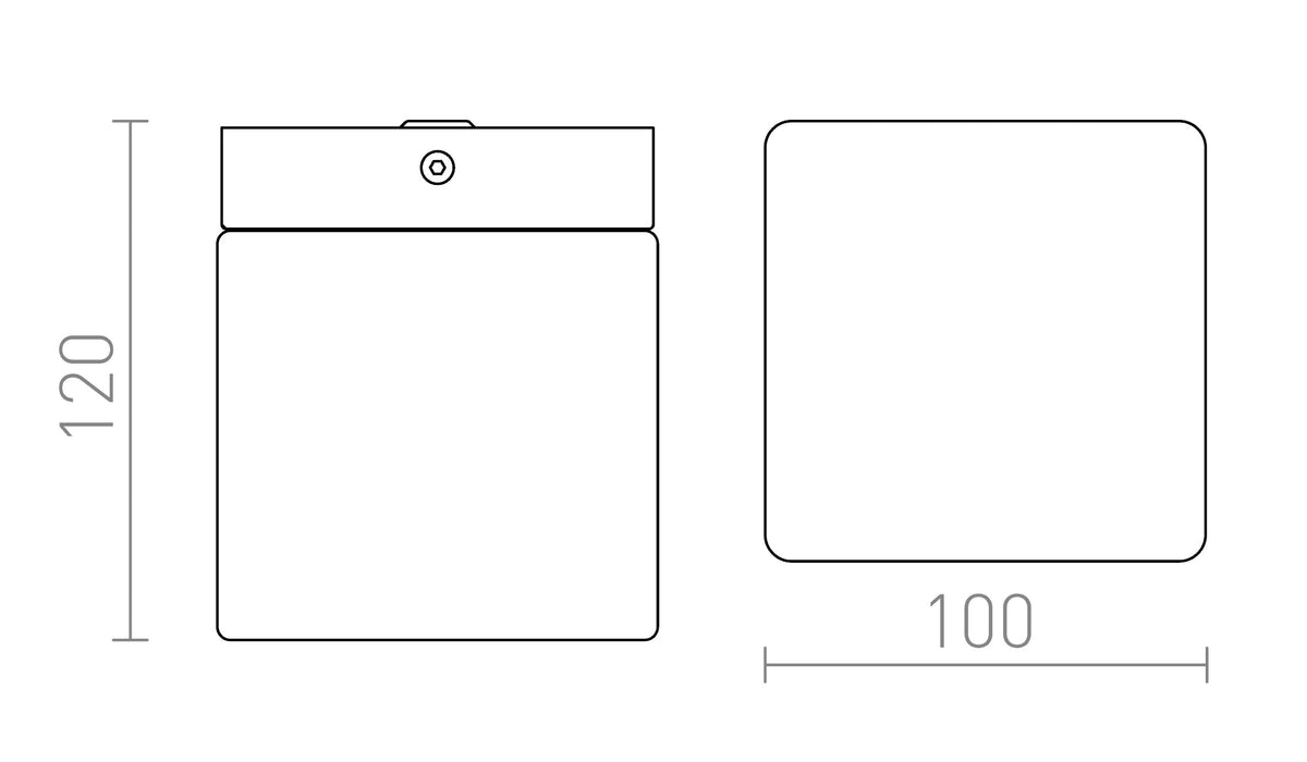 Rendl ESICA SQ LED-taklampa, krom, IP44 – måttskiss