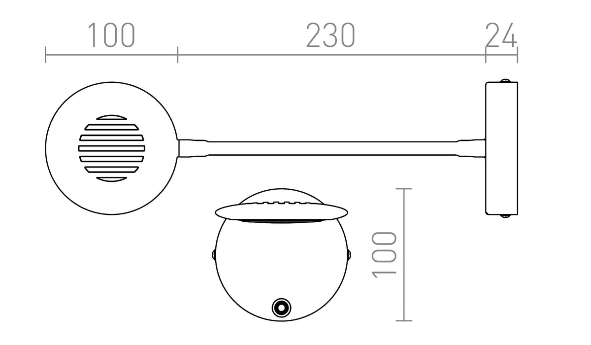 Rendl FLAP LED-vägglampa – måttskiss