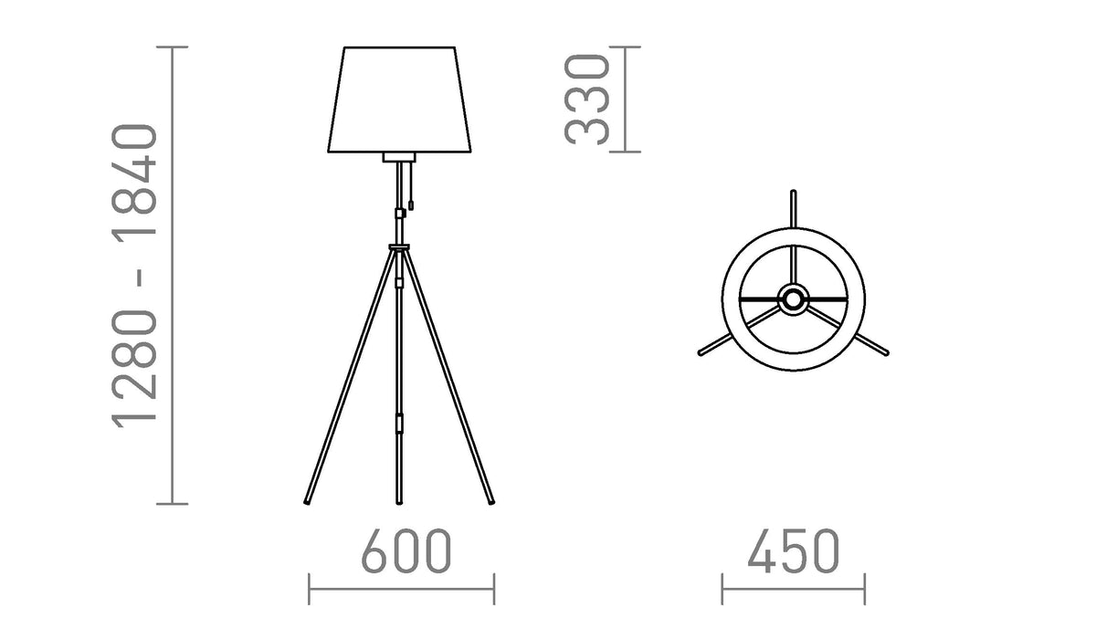 Rendl LUTON/ILUSION golvlampa – måttskiss