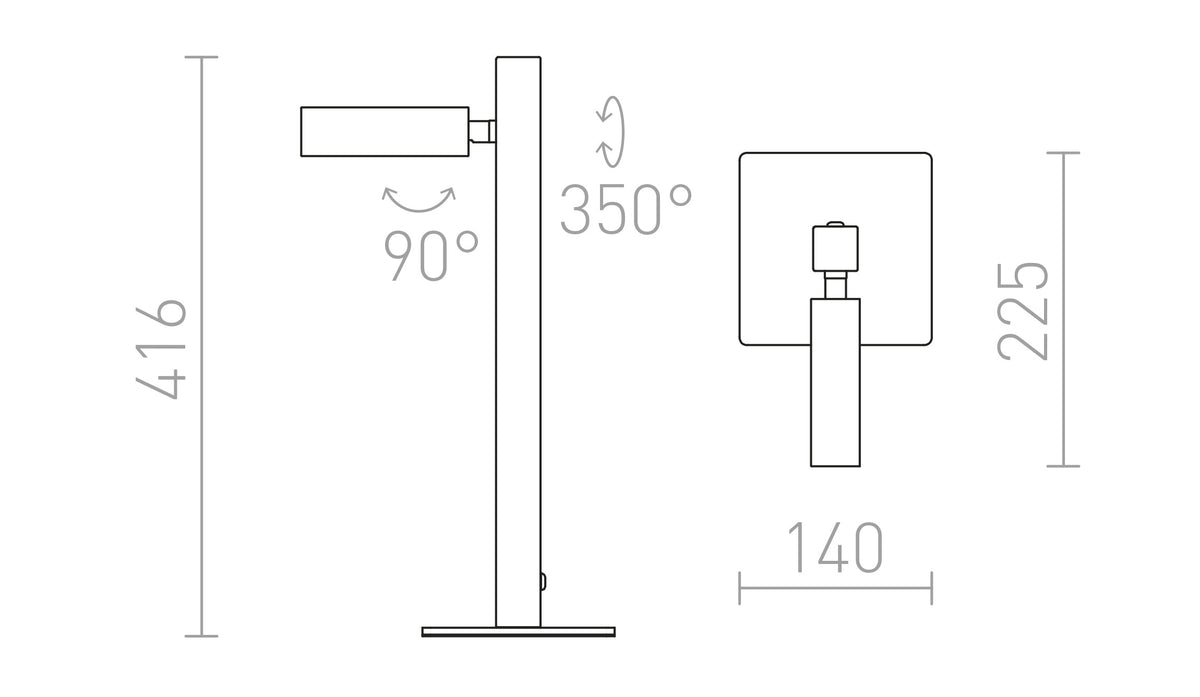 Rendl FADO bordslampa – måttskiss