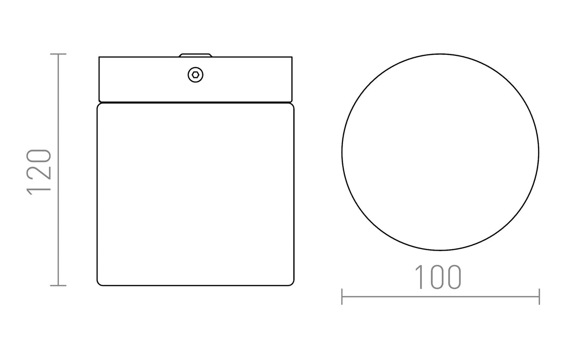 Rendl ESICA CYL LED-taklampa – måttskiss