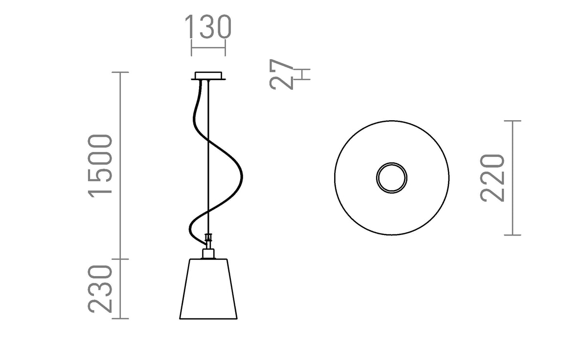 Rendl BABU NEW pendellampa – måttskiss