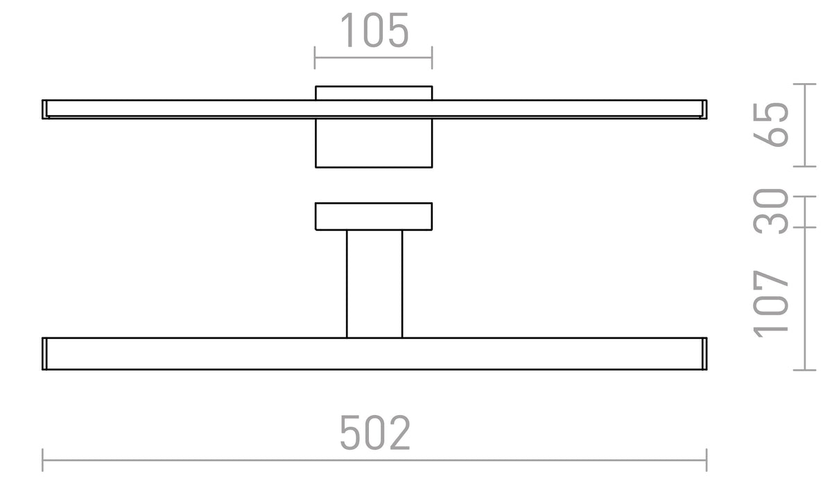 Rendl PALEA 500 LED-vägglampa för badrum – måttskiss