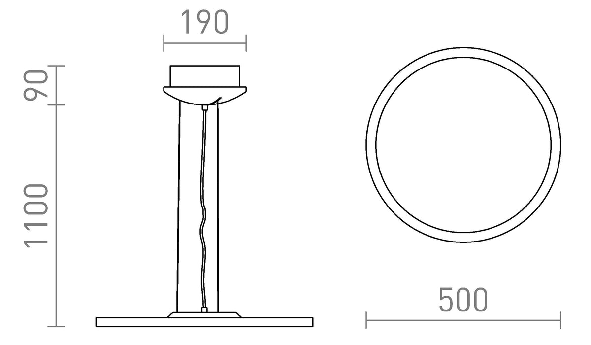 Rendl MONETA dimbar LED-pendellampa – måttskiss