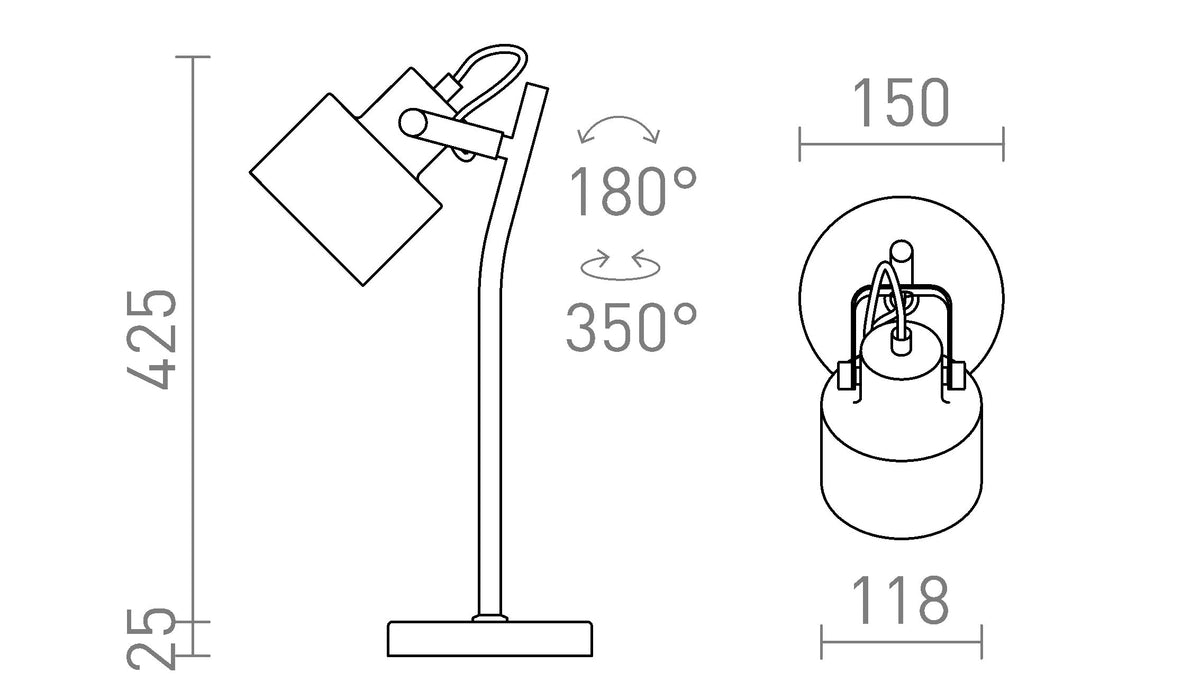 Rendl CELEIA bordslampa – måttskiss