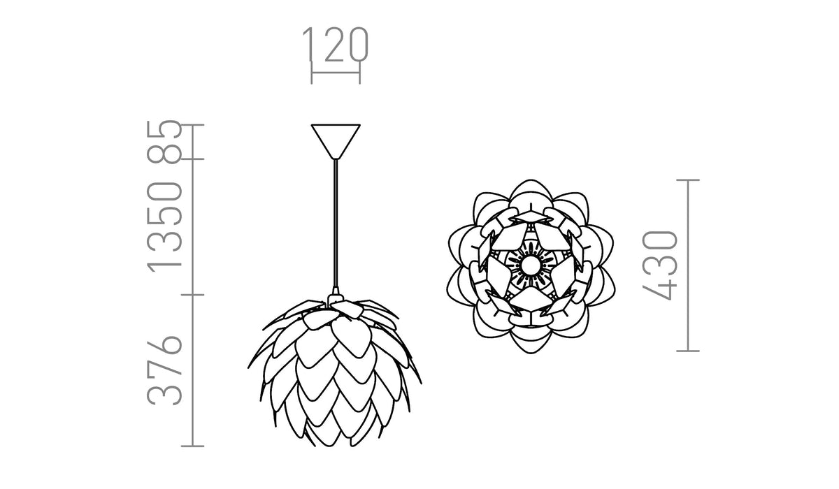 Rendl ENCOMBRE pendellampa – måttskiss