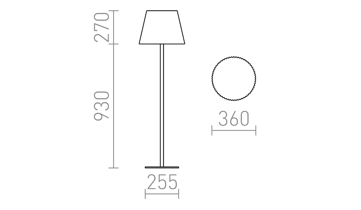 Rendl BOSANOVA golvlampa – måttskiss