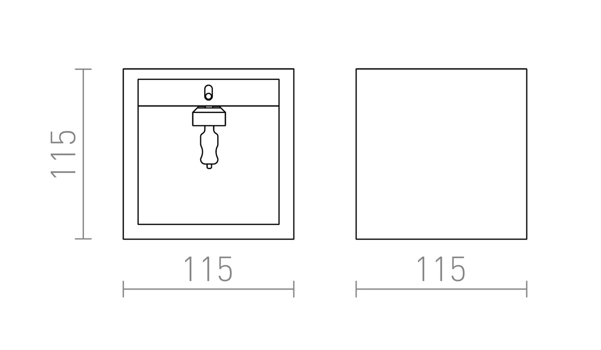 Rendl JACK SQ vägglampa – måttskiss