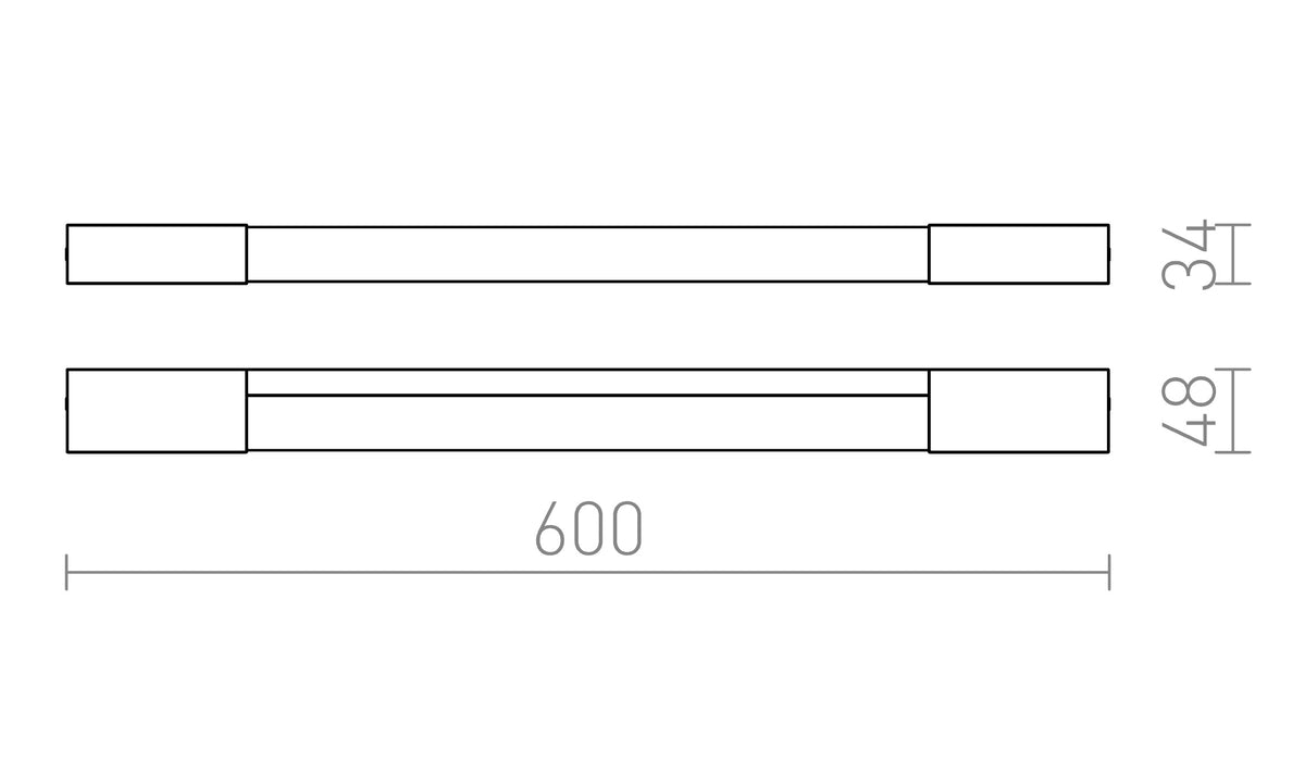 Rendl AMENITY 60 LED-spegelbelysning, krom, IP44 – måttskiss