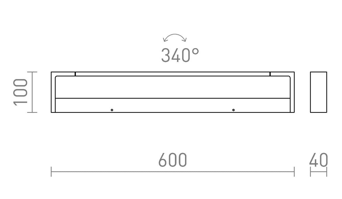 Rendl IMPERISO 60 LED-spegelbelysning, vit, IP44 – måttskiss