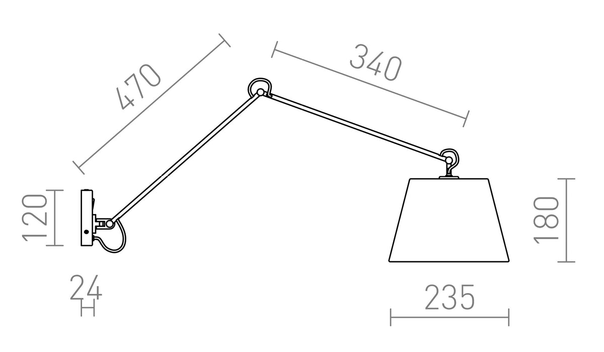 Rendl ASHLEY vägglampa – måttskiss