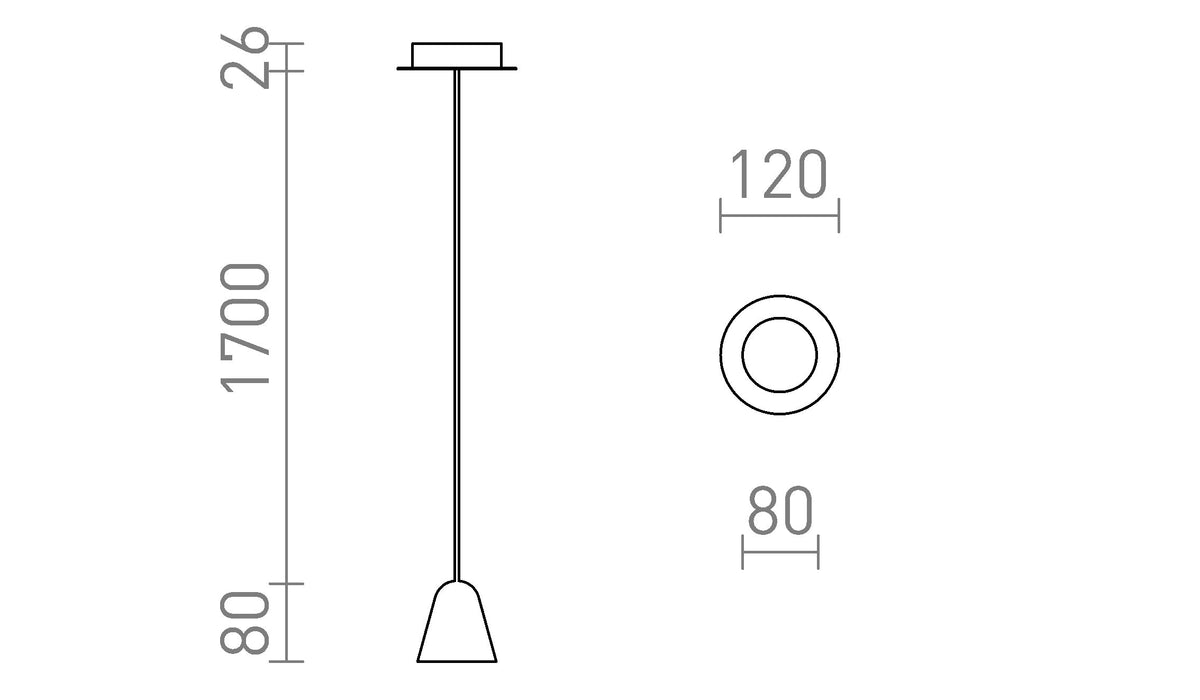 Rendl STIG LED-pendellampa – måttskiss