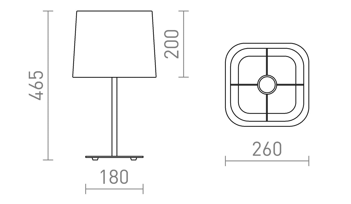 Rendl PERTH bordslampa – måttskiss